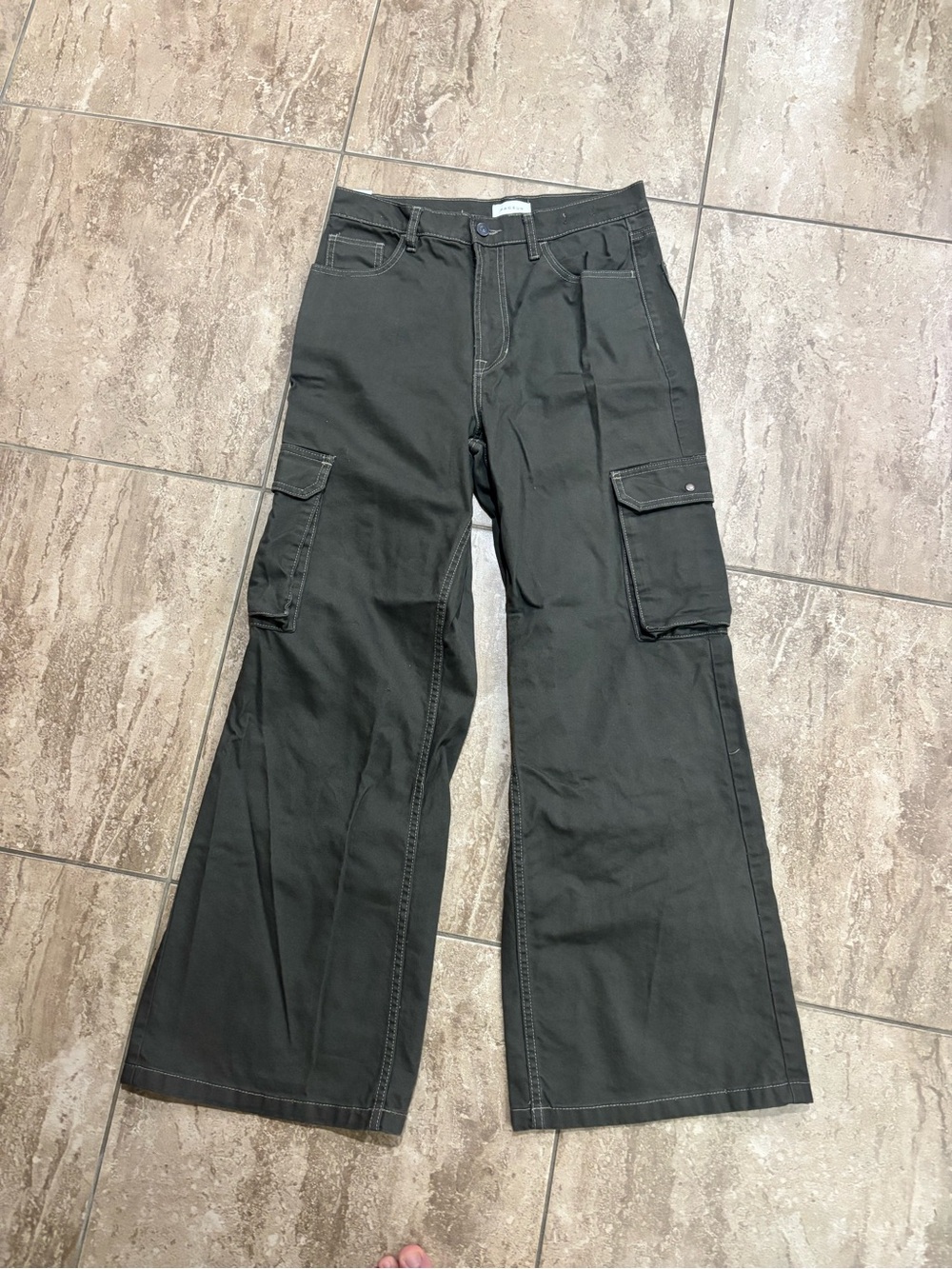 Pacsun olive wide leg cargo jeans